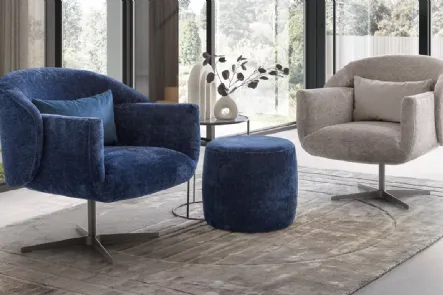 Poltrona girevole rivestita in velluto Wrap di Le Comfort