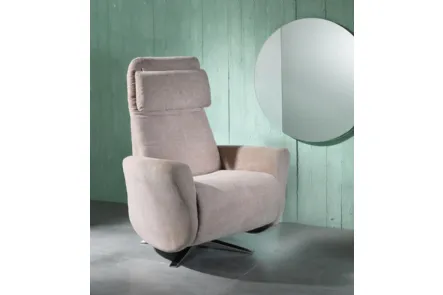 Poltrona relax reclinabile Z004 in tessuto con base cromata di Stones