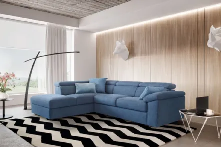 Divano angolare in tesssuto con pouf contenitore Adela di Le Comfort