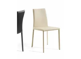 Sedia Agata Bassa con struttura in tubo di acciaio verniciato, schienale basso, completamente rivestita in pelle di Julia Arredo Cuoio