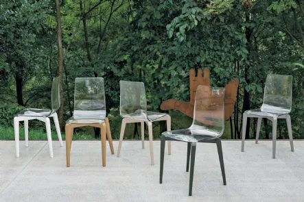 Sedia Berlino in policarbonato trasparente con struttura in legno di Target Point