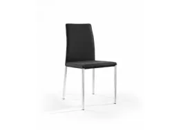 Sedia Ninfea con struttura in tubo di acciaio quadro cromato rivestita in pelle di Julia Arredo Cuoio