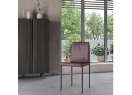 Sedia da soggiorno con telaio in acciaio, rivestimento in ecopelle, Dafne di Orme