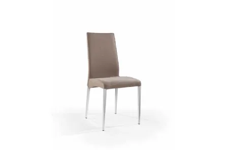 Sedia Regina con struttura in tubo di acciaio quadro cromato, gambe coniche, rivestita in tessuto Suede di Julia Arredo Cuoio