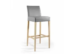 Sgabello Eva in ecopelle con struttura in legno di faggio massello di Julia Arredo Cuoio