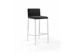 Sgabello Ninfea con struttura in tubo di acciaio quadro cromato e rivestito in tessuto Suede di Julia Arredo Cuoio