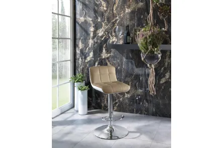 Sgabello in ecopelle trapuntato con base in metallo Kurt di Stones