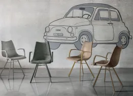 Sedia Maiorca Poltroncina con braccioli rivestita in tessuto soft touch vintage di Target Point