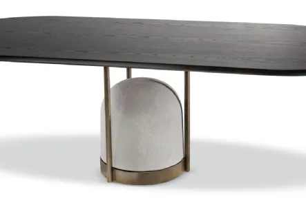 Tavolo ovale in legno con base in cemento Arcano di Cantori