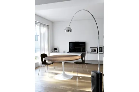 Tavolo rotondo in legno con base in acciaio verniciato bianco Around di Unico Italia