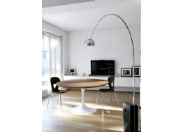 Tavolo rotondo in legno con base in acciaio verniciato bianco Around di Unico Italia
