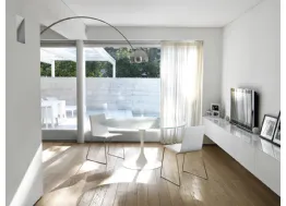 Tavolo rotondo in vetro verniciato bianco con base in acciaio Around di Unico Italia