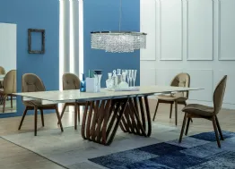Tavolo rettangolare di design Arpa con struttura legno e top in Vetro ceramicato di Tonin Casa