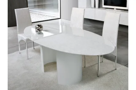 Tavolo ovale in vetro verniciato bianco Bea di Unico Italia