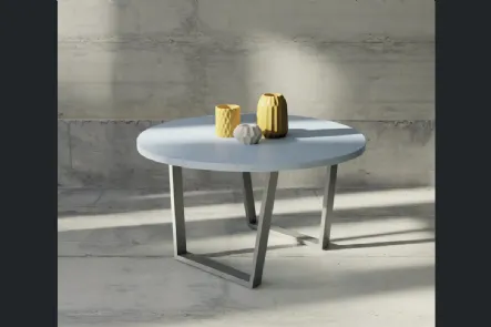 Tavolo rotondo Art 1393 Tecno in legno con gambe in metallo di Fratelli Mirandola