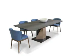 Tavolo in vetro ceramicato con basamento in acciaio verniciato a due colori Hamilton di Unico Italia