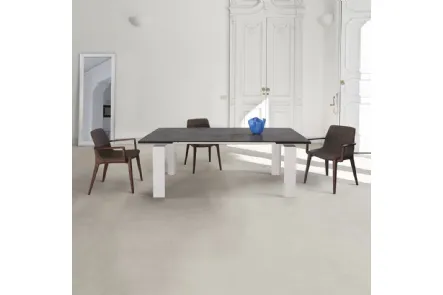 Tavolo rettangolare in vetro ceramica e base in alluminio verniciato Inedito di Unico Italia