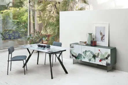 Tavolo allungabile in vetro con stampa digitale Katana di Target Point