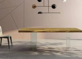 Tavolo Milos in legno di rovere e vetro di Fratelli Mirandola