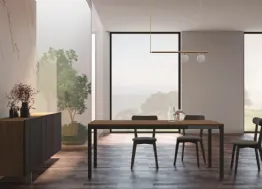 Tavolo allungabile Minimal con piano in rovere e struttura in metallo di Fratelli Mirandola