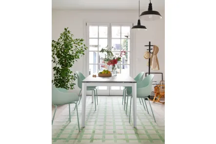 Tavolo allungabile in ceramica marmo bianco e base in metallo bianco opaco Pentagon Fast di Connubia