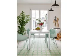 Tavolo allungabile in ceramica marmo bianco e base in metallo bianco opaco Pentagon Fast di Connubia