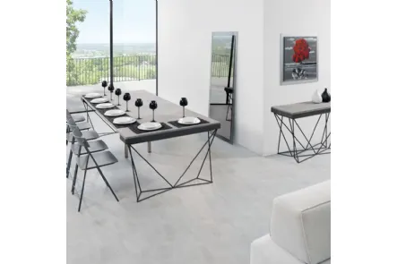Tavolo consolle allungabile in laminato ecologico e acciaio Excel di Pezzani