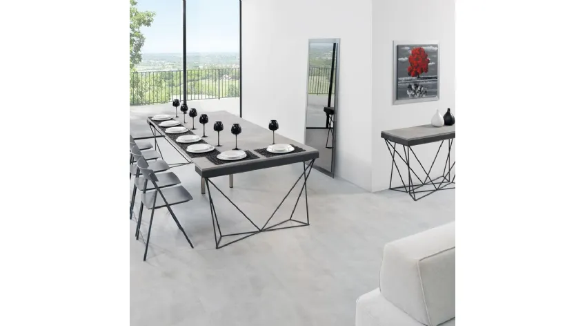 Tavolo consolle allungabile in laminato ecologico e acciaio Excel di Pezzani