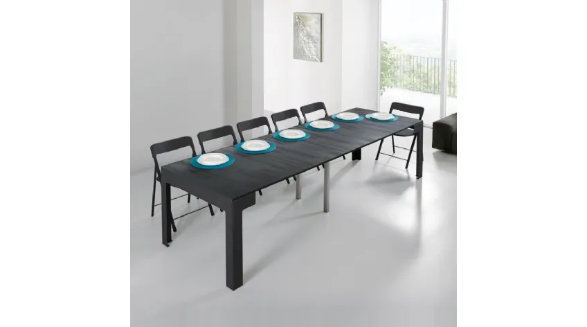 Tavolo Consolle allungabile con top e allunghe in laminato ecologico di Ulisse Pezzani