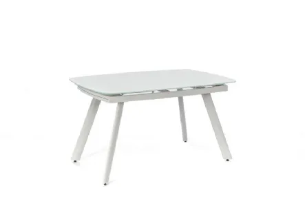 Tavolo Phil in vetro temperato extra white con gambe in metallo di Stones
