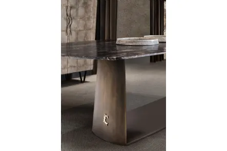 Tavolo in marmo con base in metallo Teseo di Cantori