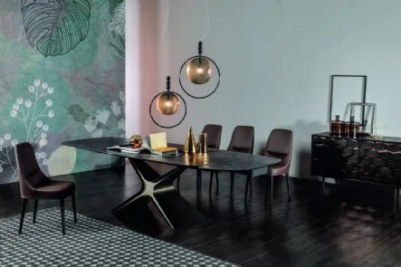 Tavolo Calliope con top in ceramica e base in acciaio di Tonin Casa