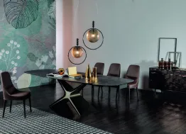 Tavolo Calliope con top in ceramica e base in acciaio di Tonin Casa