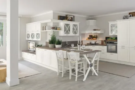 Cucina classica in legno bianco con penisola Agnese 05 Lube