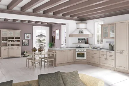 Cucina Classica angolare Aurea in Frassino laccato Corda di Creo