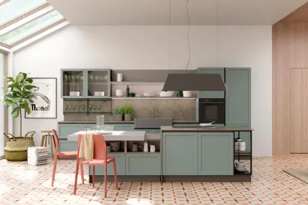Cucina Classica Contempo in laccato opaco con Isola di Creo