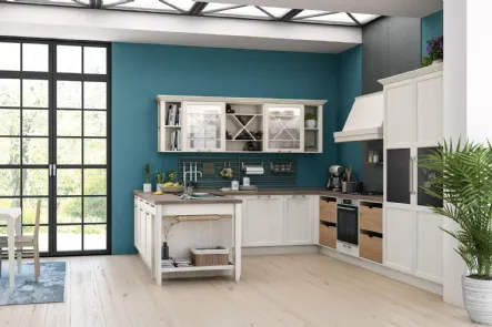 Cucina Classica angolare Contempo in Frassino laccato Bianco di Creo