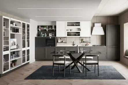 Cucina Classica lineare Contempo in Frassino Grigio Lava e Bianco di Creo