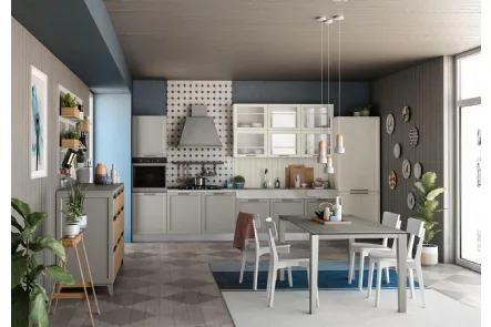 Cucina Classica lineare Contempo in laccato Argilla e Frassino Bianco di Creo