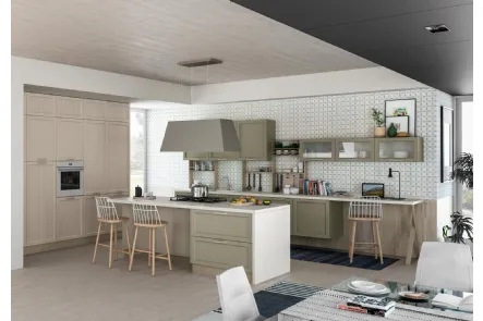 Cucina Classica Contempo in laccato opaco Verde Lichene e Frassino Tortora di Creo