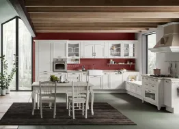 Cucina Classica angolare Aurea in Frassino laccato Bianco Artico di Creo