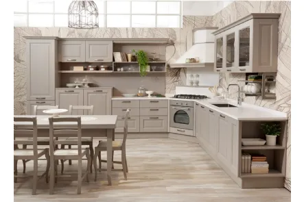 Cucina Classica angolare Oprah in legno massello laccato Cammello di Creo