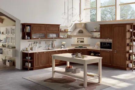 Cucina Classica angolare Grace in Frassino tinto Noce di Creo