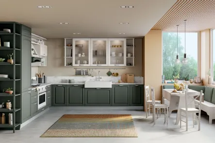 Cucina Classica angolare Grace in Frassino Verde di Creo