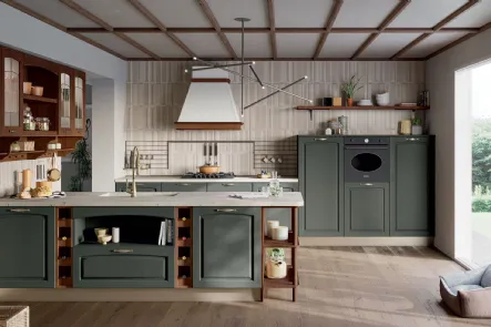 Cucina Classica con isola Grace in Frassino Verde di Creo