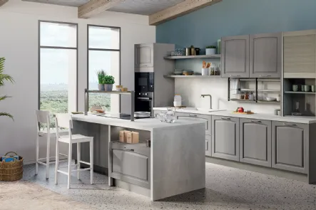 Cucina Classica con isola Grace 07 in Frassino Grigio Reale di Creo