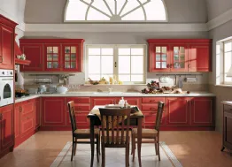 Cucina classica in legno rosso Velia laccata 04 Lube