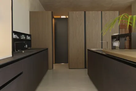 Cucina Design Antis Project 5 in materico Dekor e finitura Olmo Michelangelo di Euromobil