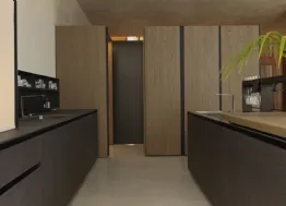 Cucina Design Antis Project 5 in materico Dekor e finitura Olmo Michelangelo di Euromobil