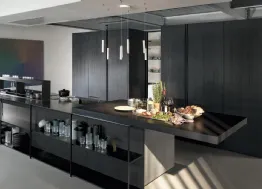 Cucina Design lineare Antis Project 1 in materico legno e metallo di Euromobil